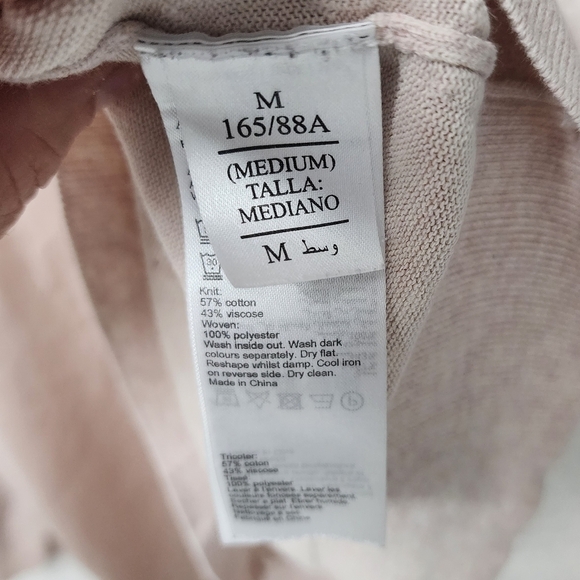 All Saints Alda Panel Oversized V-Neck Sweater Cream Pale Pink Jumper Top - Picture 10 of 10